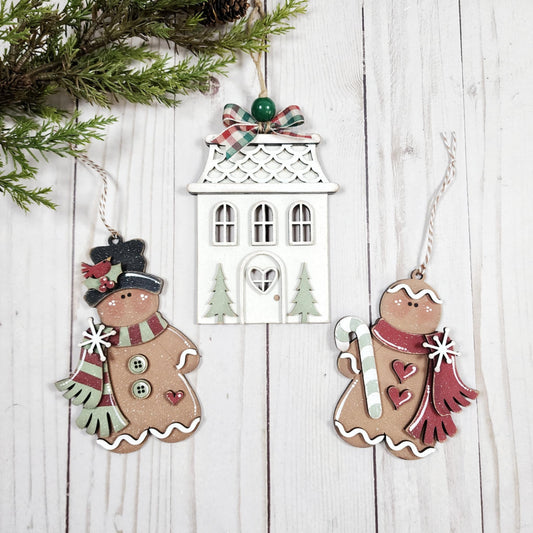 Victorian Gingerbread Christmas Ornament Set- Paint Party Kit