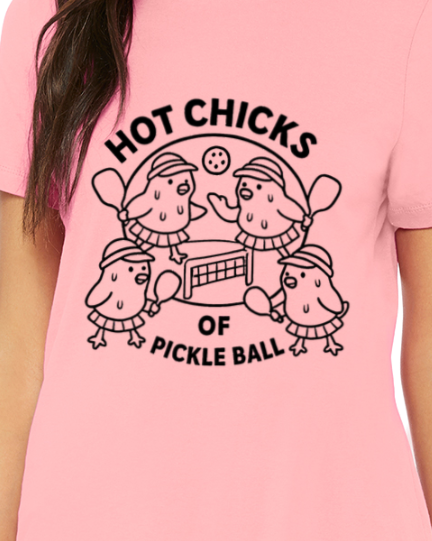 Hot Chicks Team Logo Womens Cut Short Sleeve T (Black Outline)