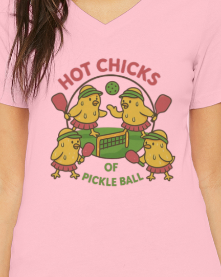 Hot Chicks Team Logo Womens V-Cut Short Sleeve T (Color)