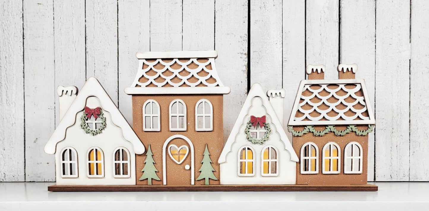 Victorian Gingerbread Christmas Mantle Sign with Tea Lights