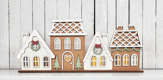 Victorian Gingerbread Christmas Mantle Sign with Tea Lights- Paint Party