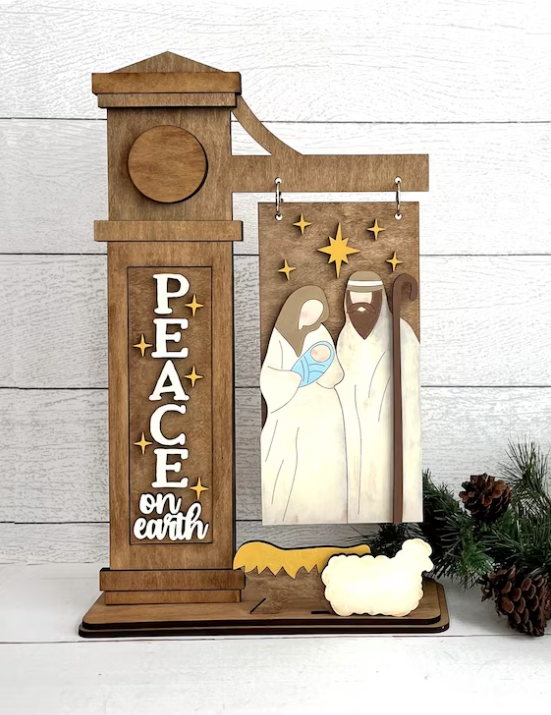 Interchangeable Post Sign & Peace On Earth Inserts- Paint Party Kit