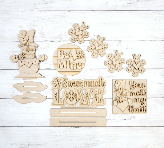 Snowman Valentine Decor Set - DIY Blank
