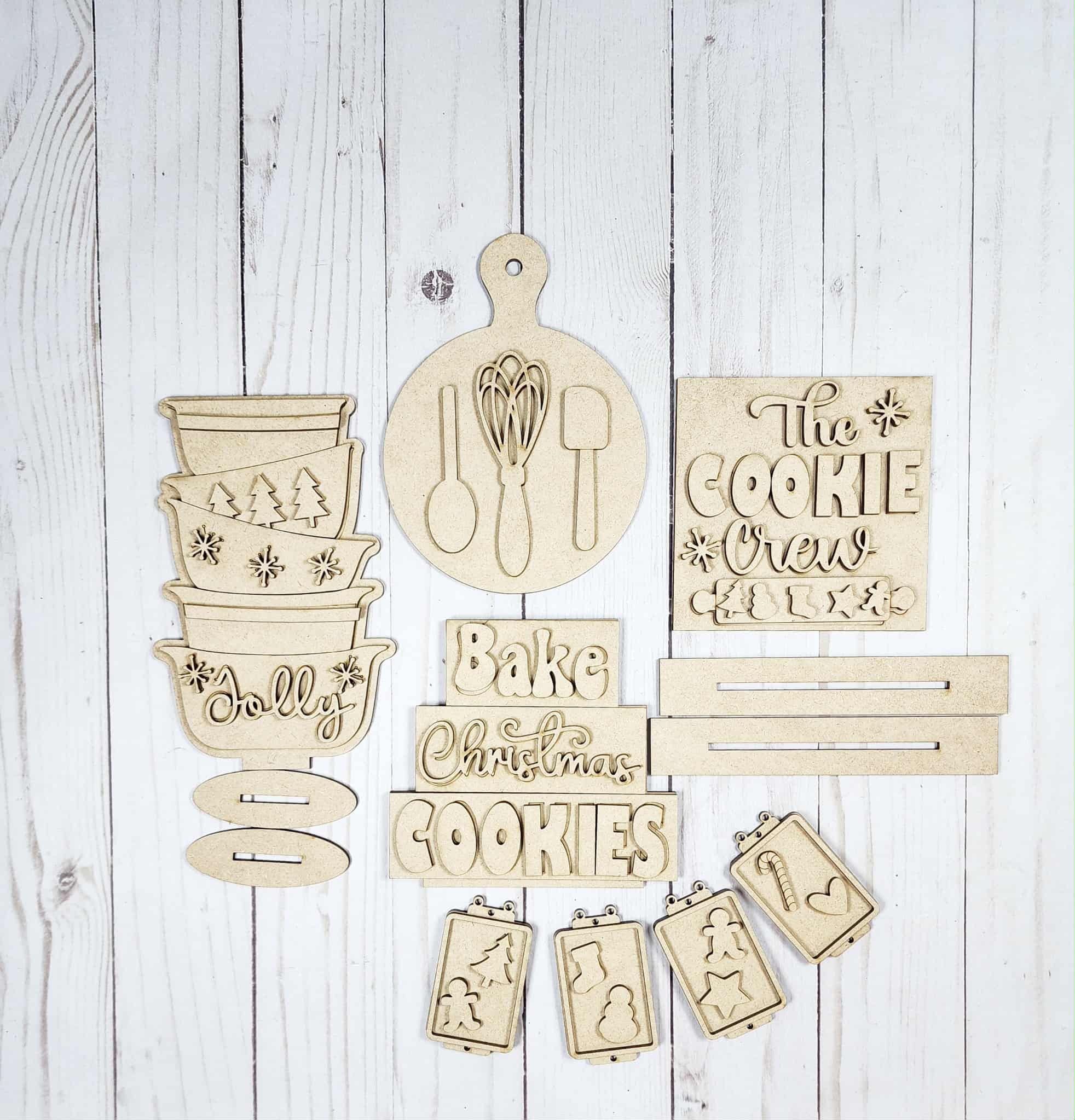 Christmas Baking Tiered Tray Decor Set - DIY Blank