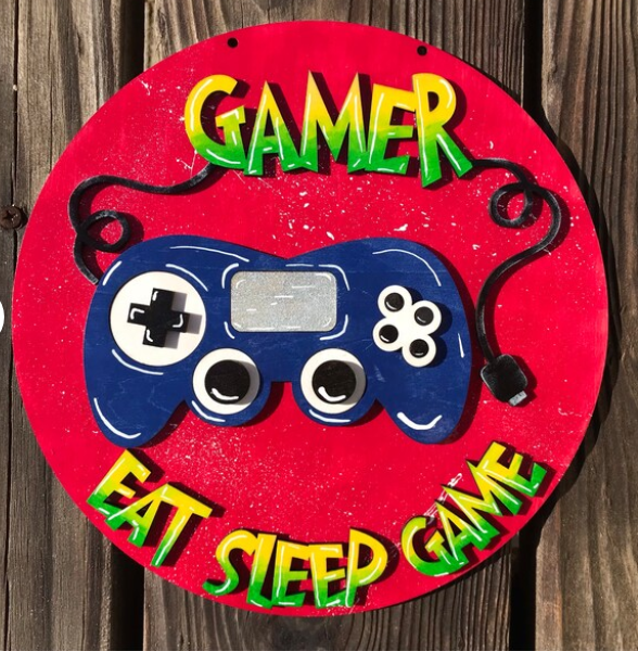 Eat, Sleep, Game, Repeat Round- Paint Party Kit