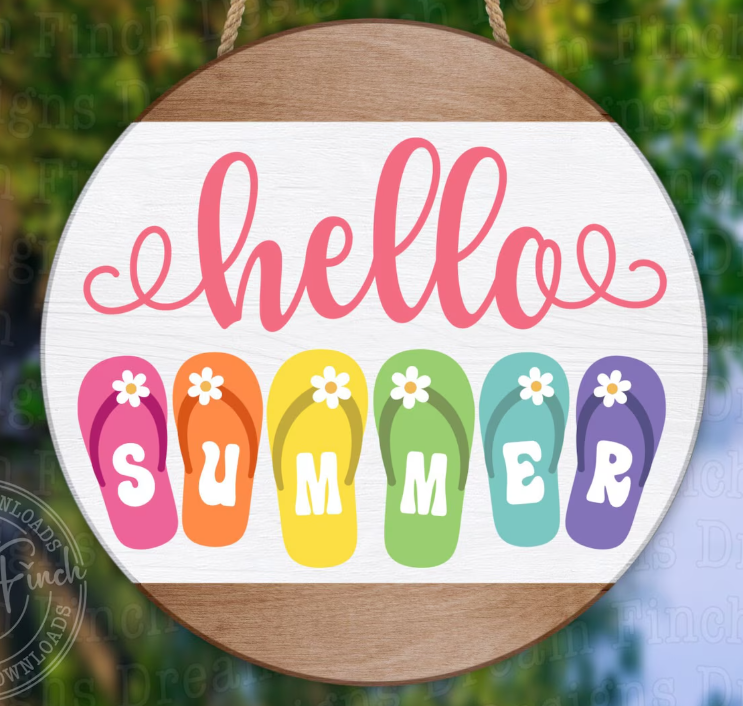 Hello Summer Flip Flops Round - DIY Blank