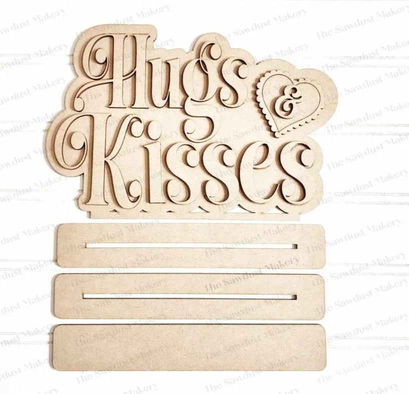 Hugs & Kisses Word Art Shelf Sitter- DIY Blank