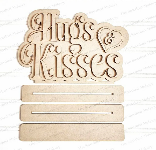 Hugs & Kisses Word Art Shelf Sitter- DIY Blank