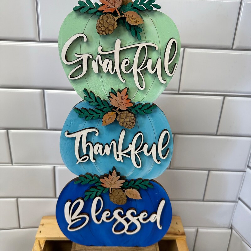 Thankful Grateful Blessed Pumpkin Stack- Paint Party Kit