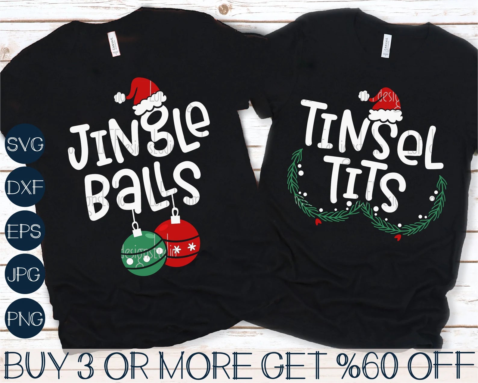 Tinsel Tits & Jingle Balls Couple Shirt (order individually)