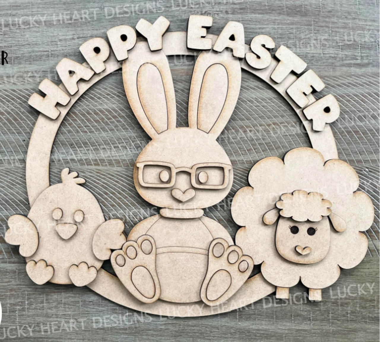 Happy Easter Pals Wreath Round- DIY Blank