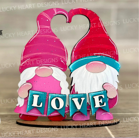 Gnome Couple Love Pennant Shelf Sitter - Paint Party
