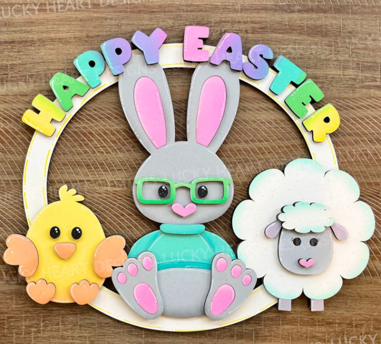 Happy Easter Pals Wreath Round