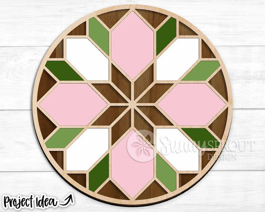 Quilt Flower Round- DIY Blank
