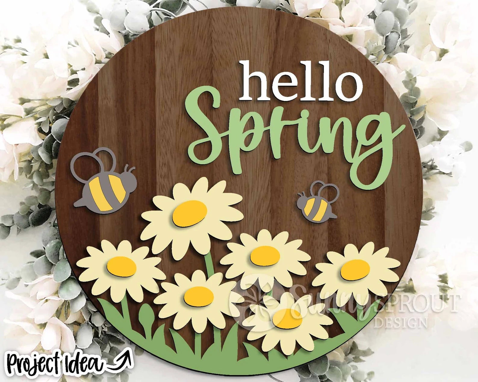 Hello Spring Daisy Bee Round