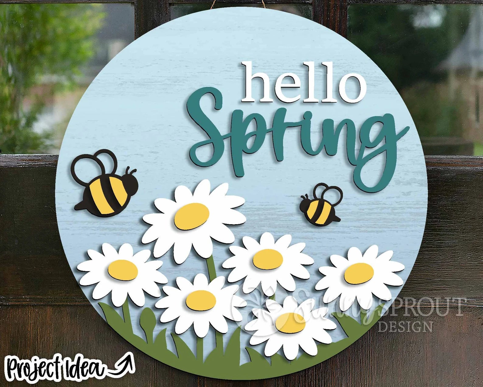 Hello Spring Daisy Bee Round