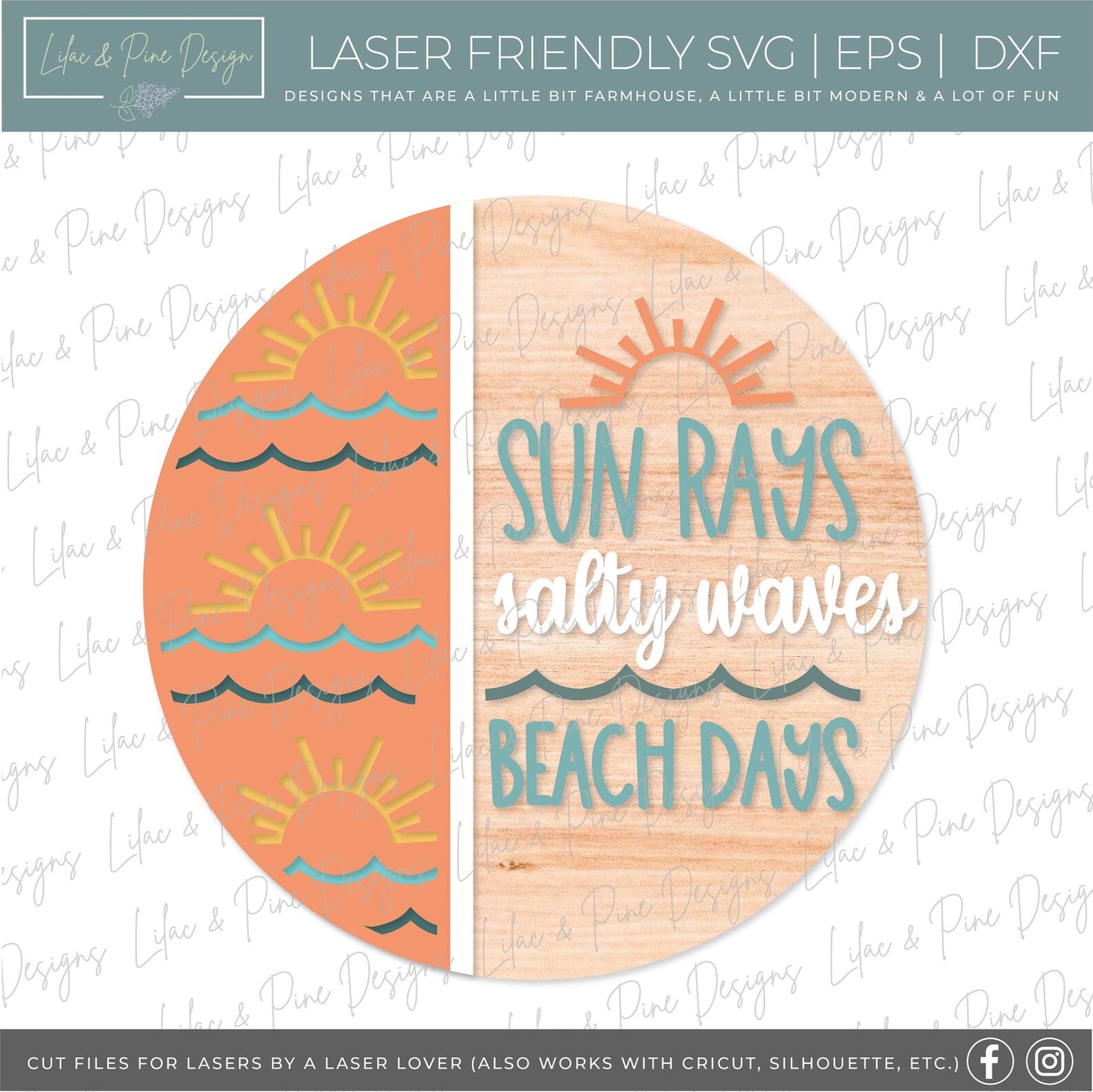 Boat waves sign, Lake days Round- Paint Party Kit