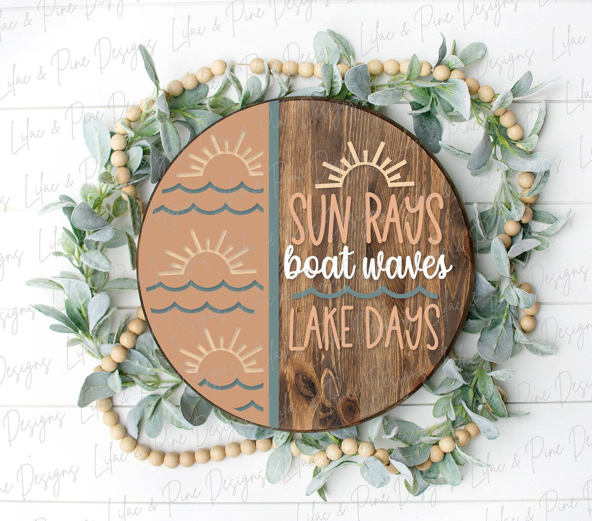 Boat waves sign, Lake days Round- Paint Party Kit