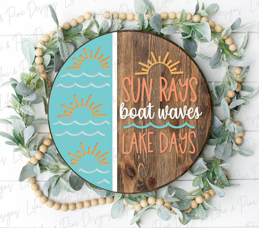 Boat waves sign, Lake days Round- Paint Party Kit