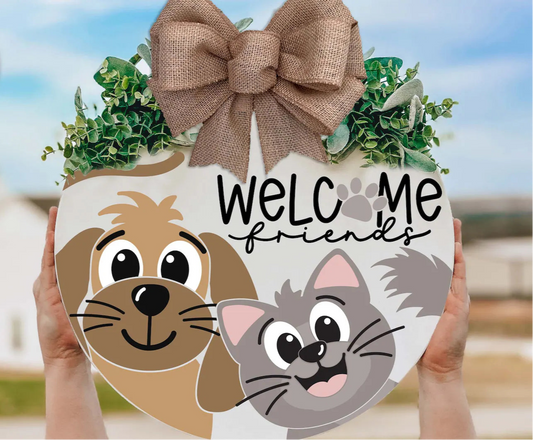 Welcome Friends Dog & Cat Round- Paint Party Kit