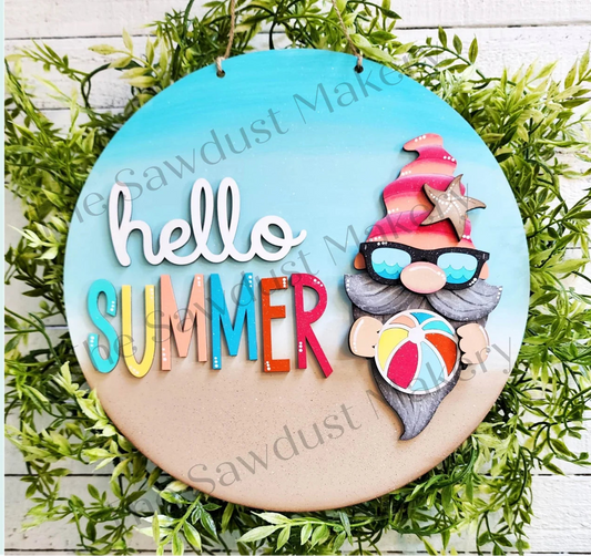 Hello Summer Gnome Round - Paint Party Kit