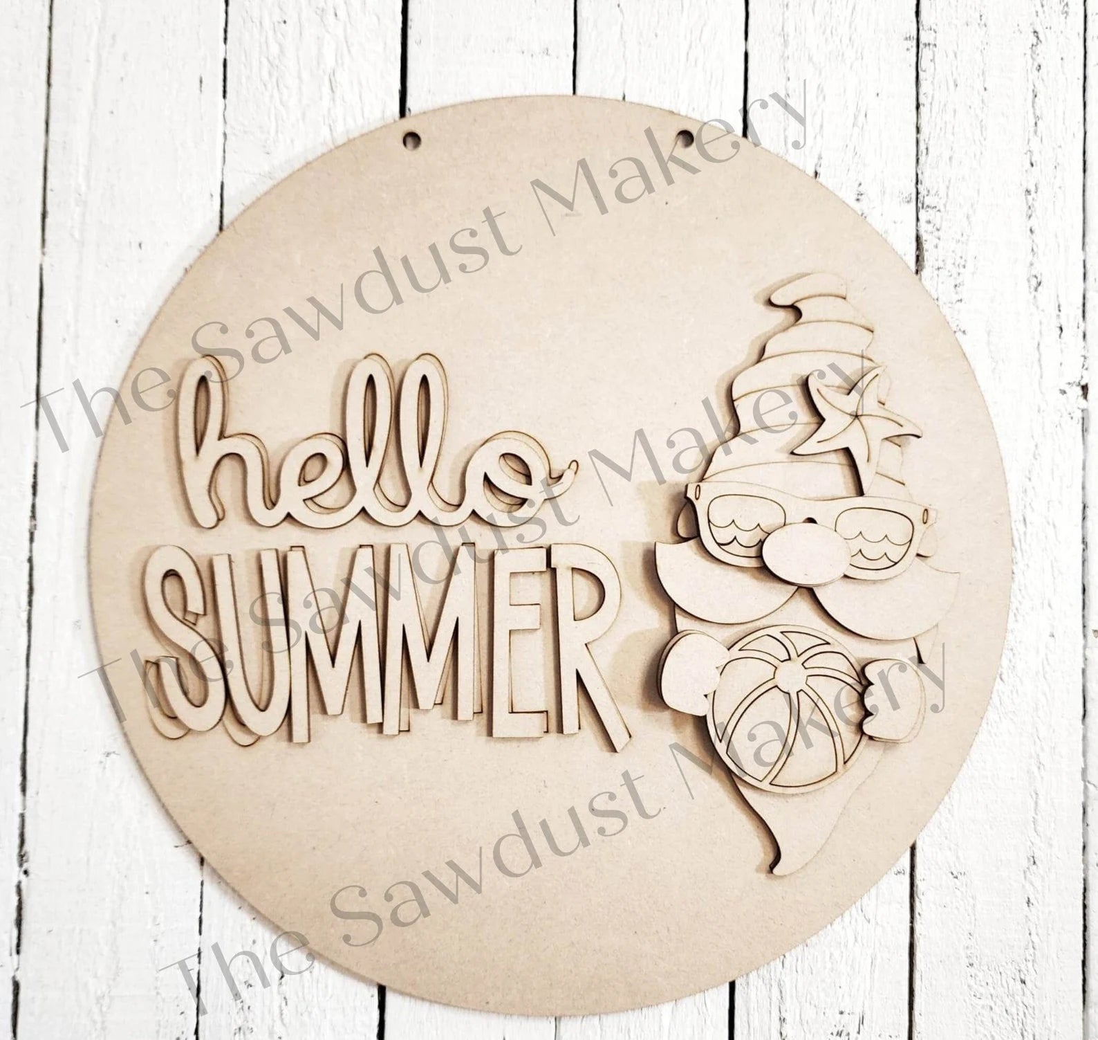 Hello Summer Gnome Round - DIY Blank