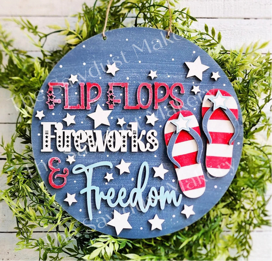Flip Flops Fireworks & Freedom Round - Paint Party Kit