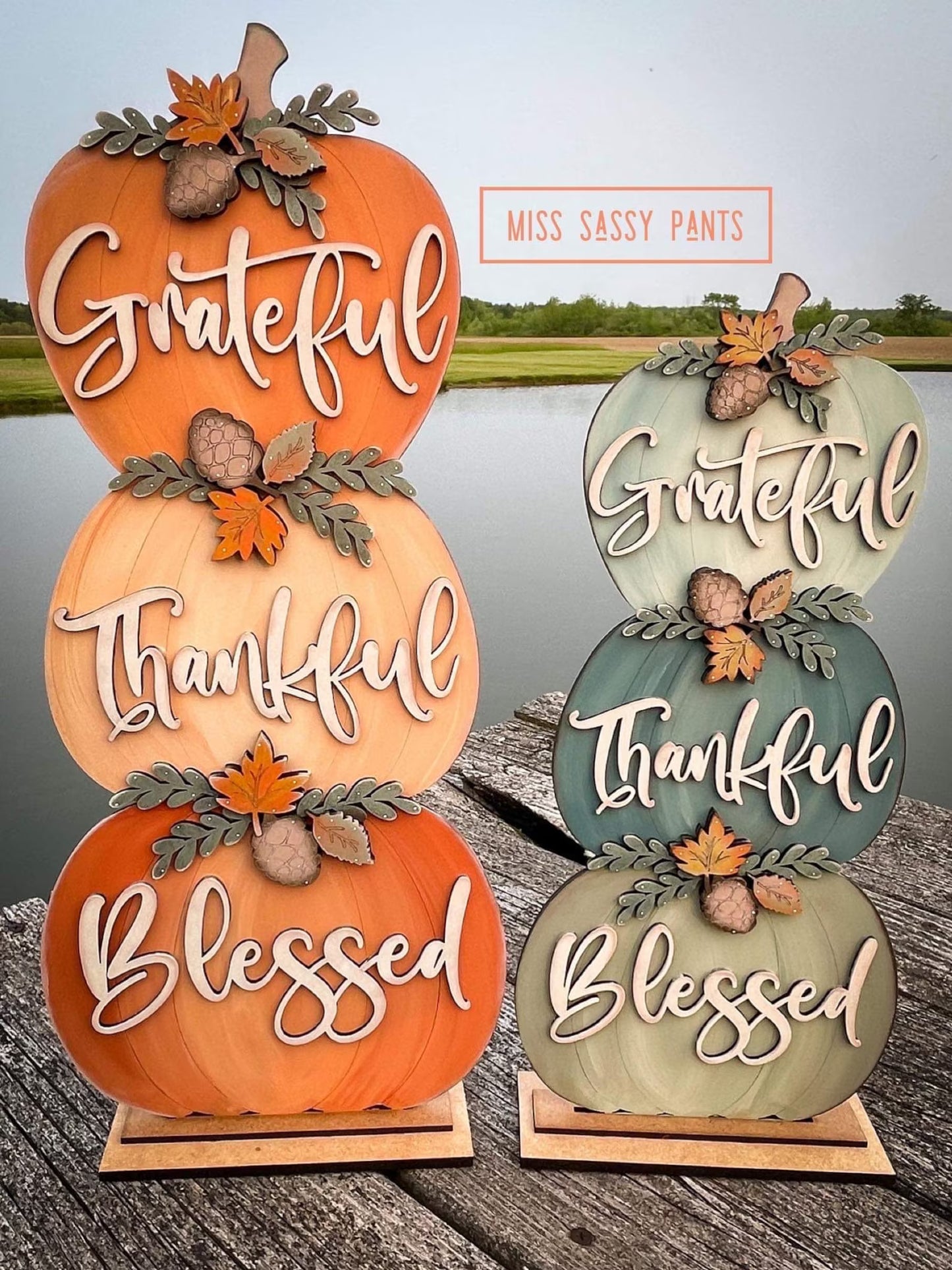 Thankful Grateful Blessed Pumpkin Stack- Paint Party Kit