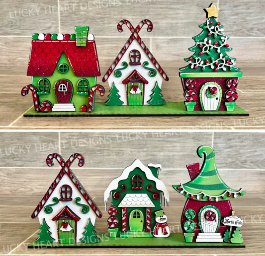 Whimsical Christmas Houses Decor Set