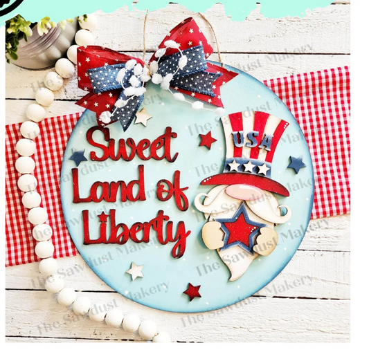 Sweet Land Of Liberty Gnome Round - DIY Blank