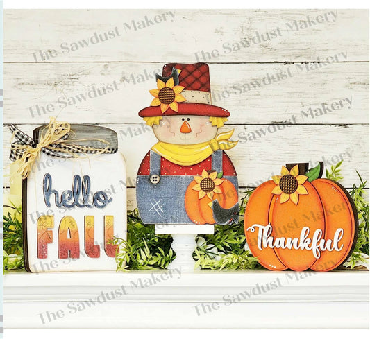 Thankful Fall Scarecrow Trio Fall Decor Set