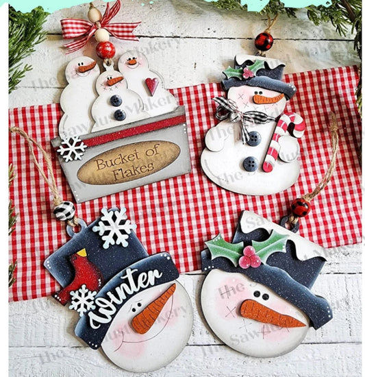 Snowman Bucket of Flakes Ornaments- Paint Party Kit