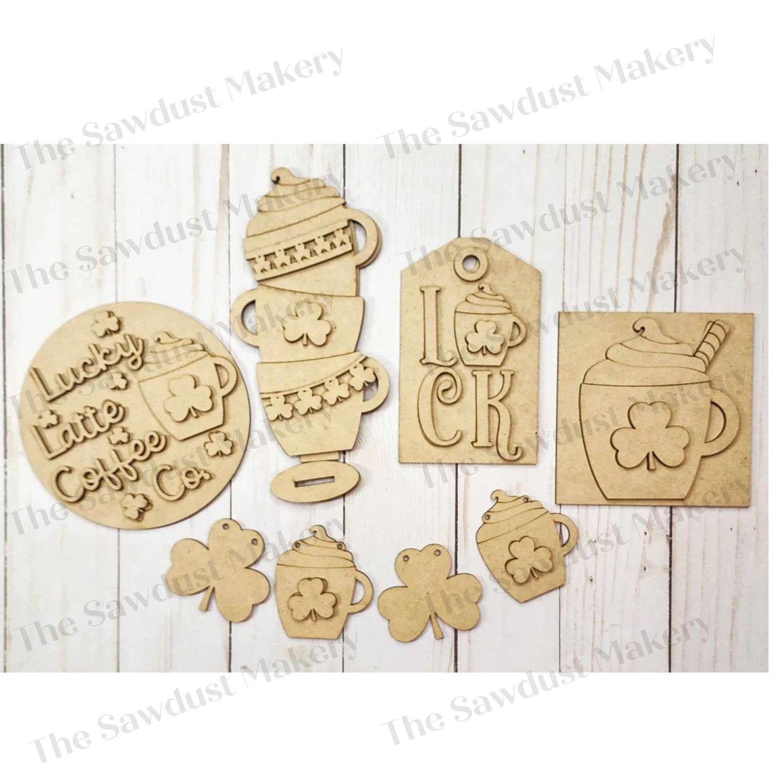 St Patrick's Irish Latte Tiered Tray Decor Set- DIY Blank