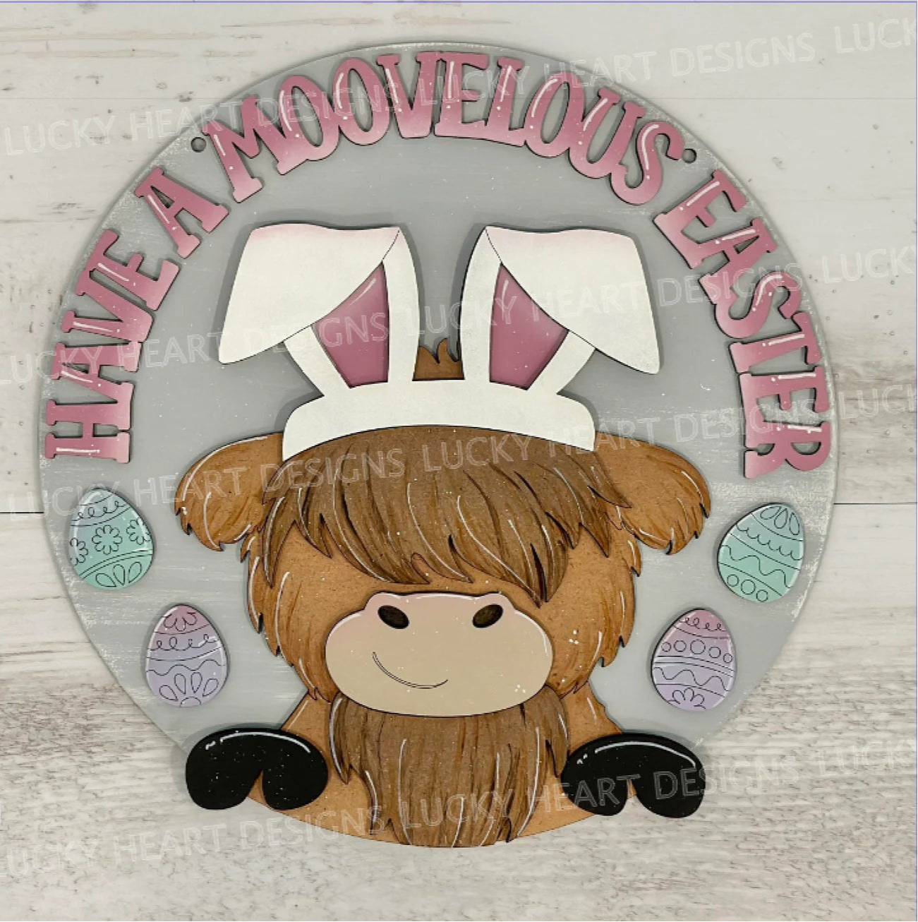 Have A Moovelous Easter  Highland Cow Round