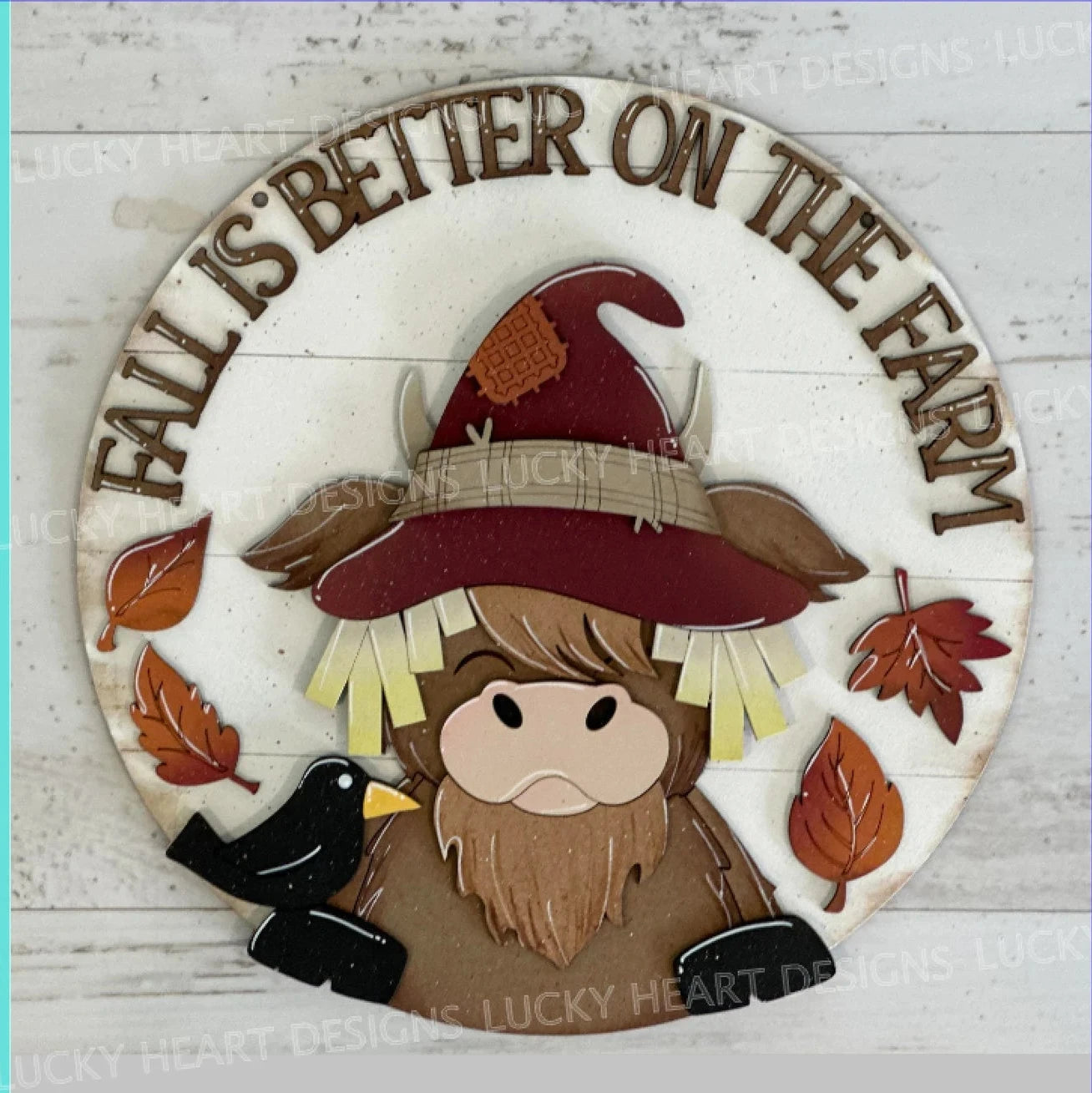 Highland Cow Scarecrow Round