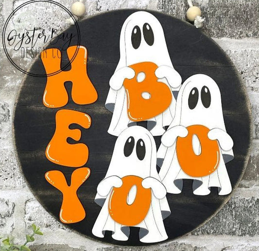 Hey Boo 3 Ghosts Round- Paint Party Kit