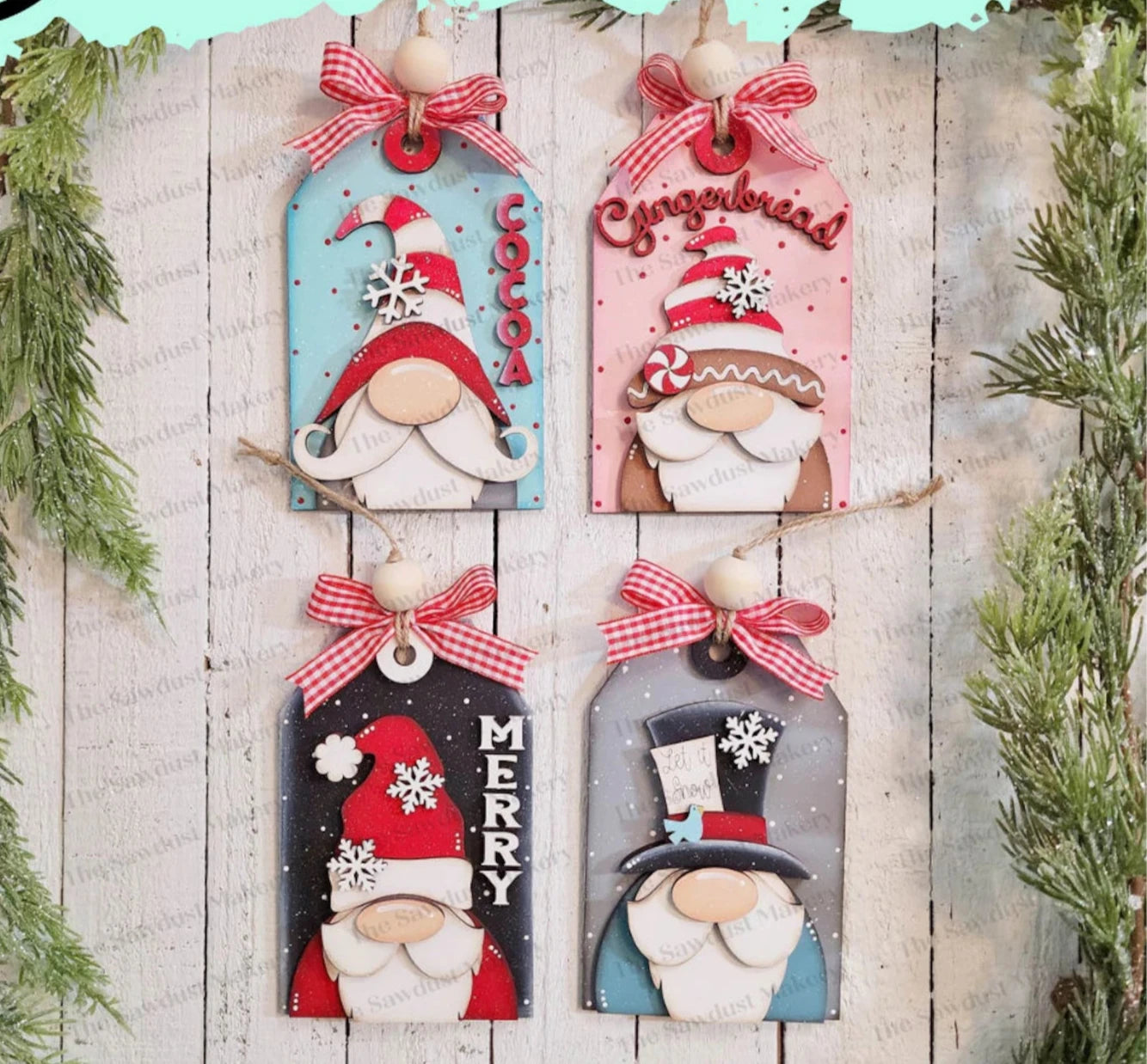 Gnone Gift Tag Ornaments (optional gift card holder)- DIY Blank