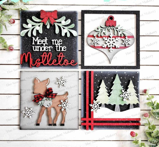 Mistletow Quad Mix & Match Tiles- Paint Party Kit