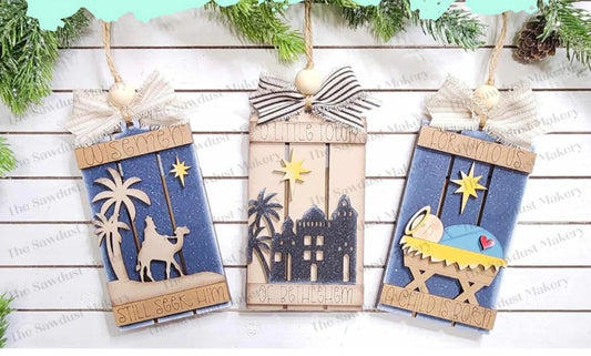 Wiseman Pallet Ornaments (optional gift card holder)- Paint Party Kit