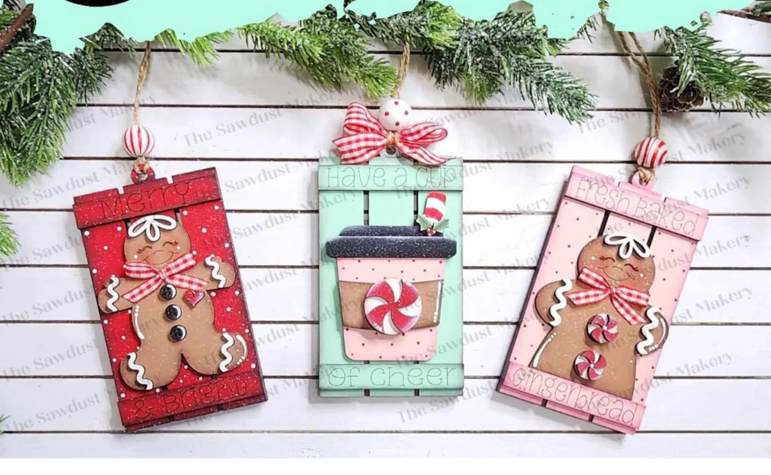 Merry & Bright Gingerbread Pallet Ornaments (optional gift card holder)- Paint Party Kit