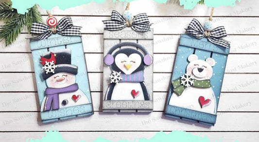 Winter Pallet Ornaments (optional gift card holder)- Paint Party Kit