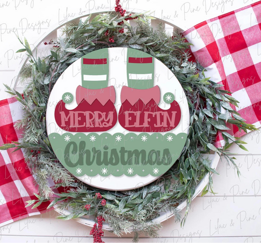 Merry Elfin Christmas Round- Paint Party Kit