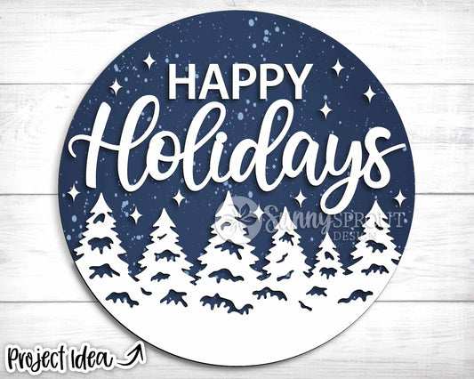 Happy Holidays Forest Round- Paint Party Kit