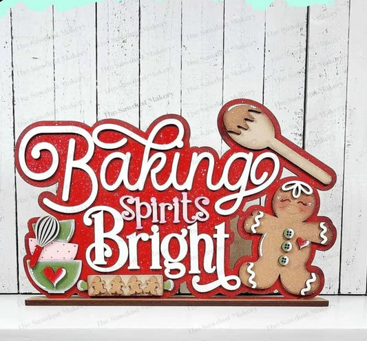 Baking Spirits Bright Word Art Shelf Sitter- Paint Party Kit