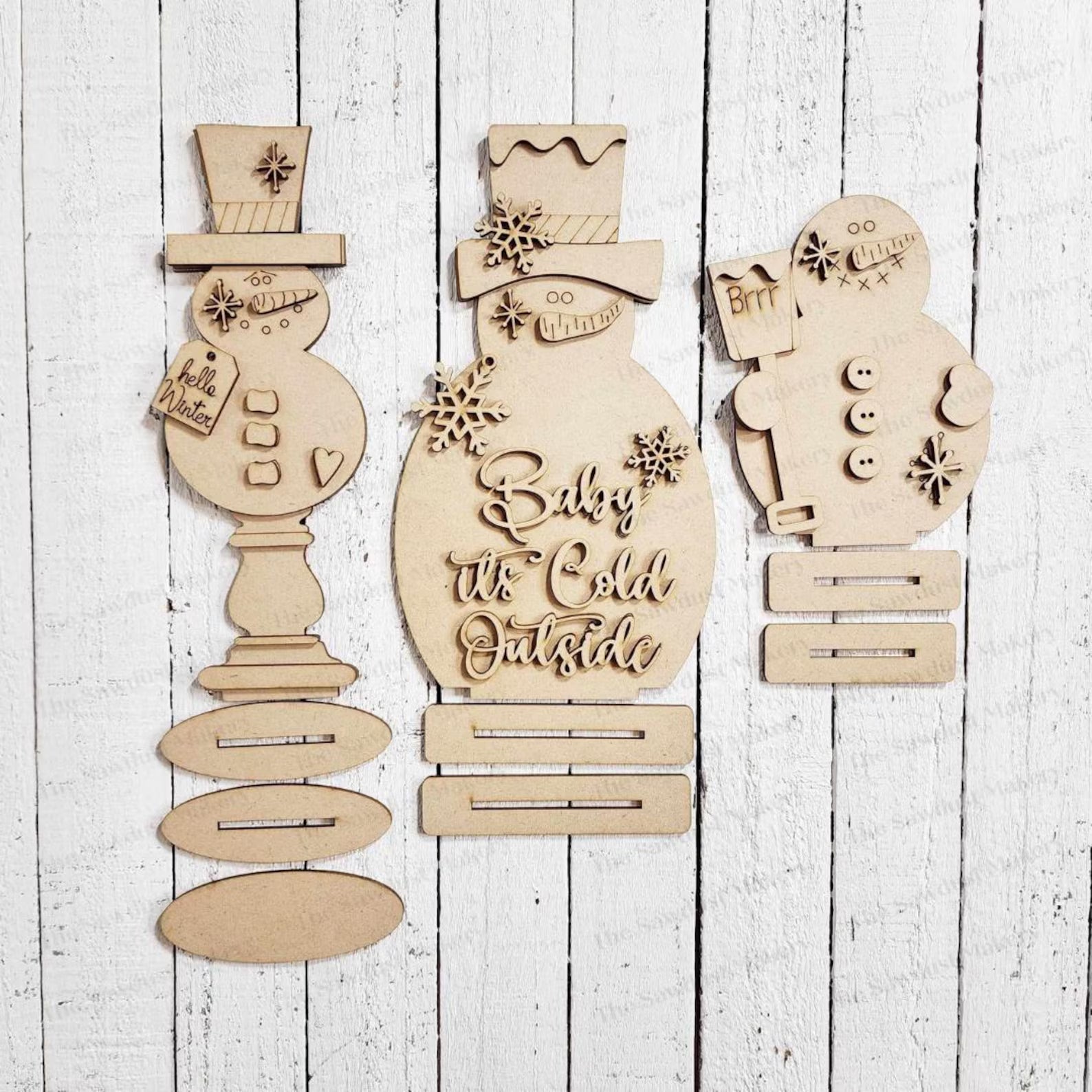Baby Its Cold Out Snowman Trio Shelf Sitters- DIY Blank