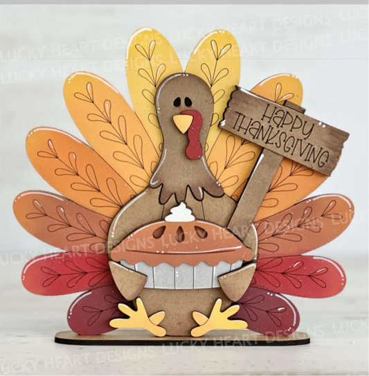 Happy Thanksgiving Turkey & Pie Shelf Sitter- DIY Blank
