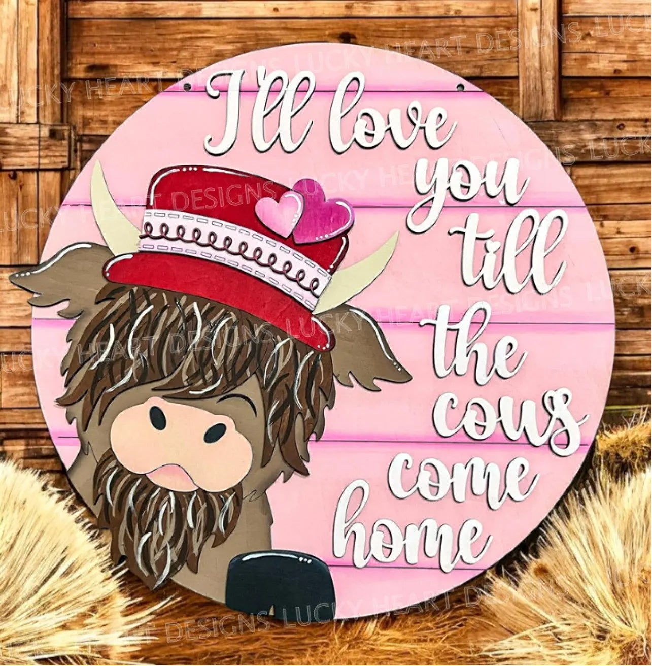 Love You Till The Cows Come Home (Highland Cow) Round- Paint Party Kit