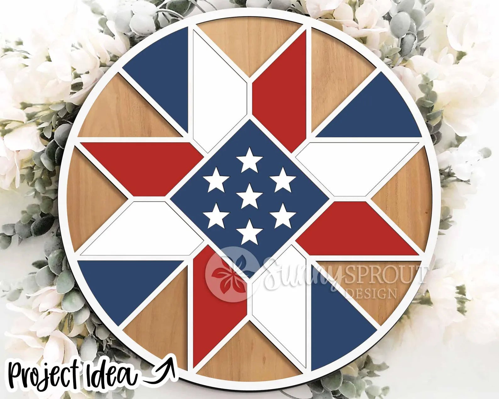 Patriotic Quilt Round- DIY Blank