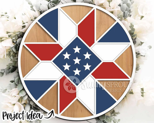 Patriotic Quilt Round- DIY Blank