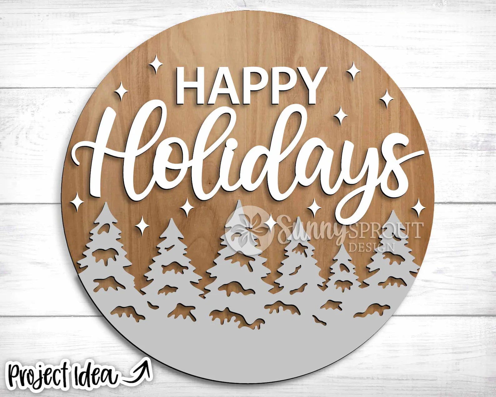 Happy Holidays Forest Round- DIY Blank